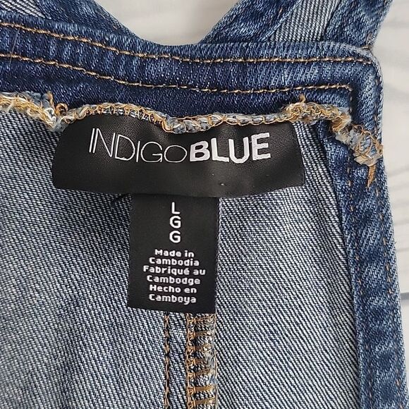 Indigo Blue Ankle Denim Women's Maternity Overalls Size L - Picture 9 of 11